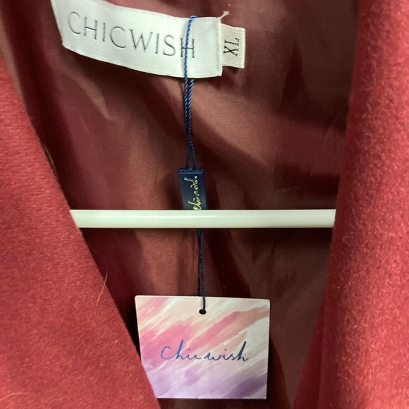 Burgundy fashion wrap coat - Picture 2 of 2